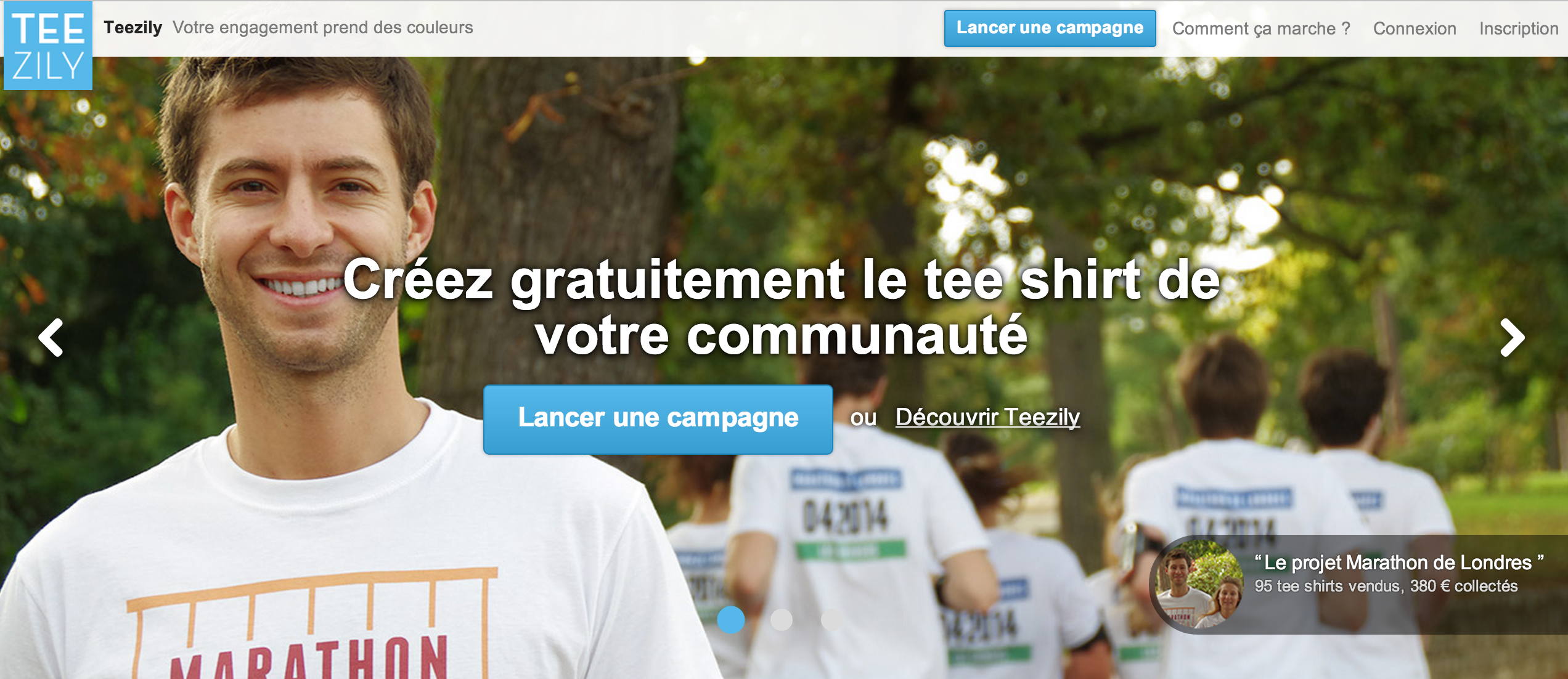 Page d'accueil Teezily Crowdfunding