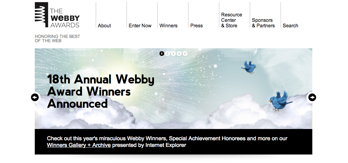 The Webby Awards home page